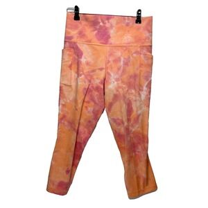 Athleta Orange Pink Tie-Dye Capri Leggings